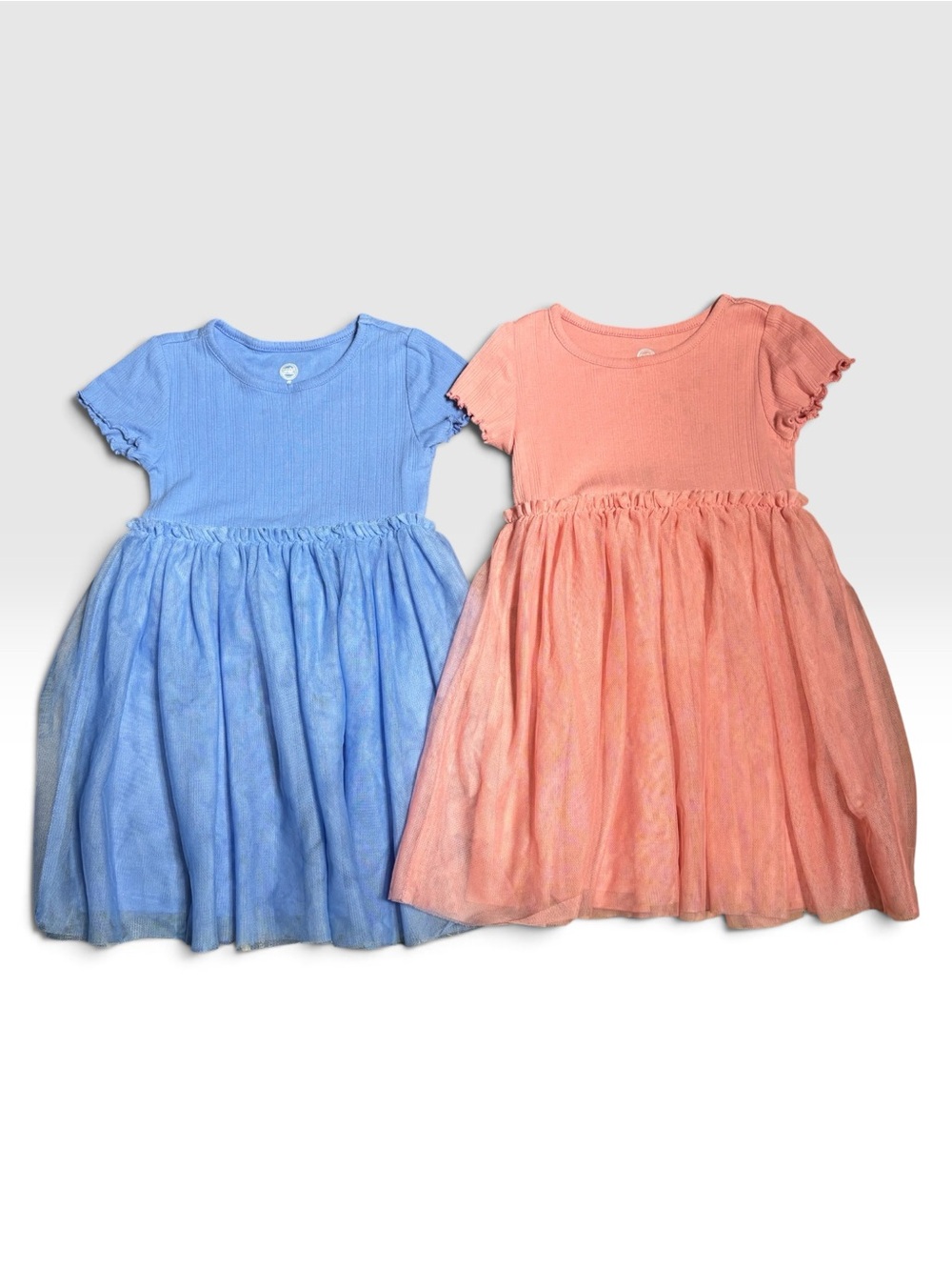 Wonder Nation Blue & Pink Ribbed Tulle Dresses Size 4 Bundle